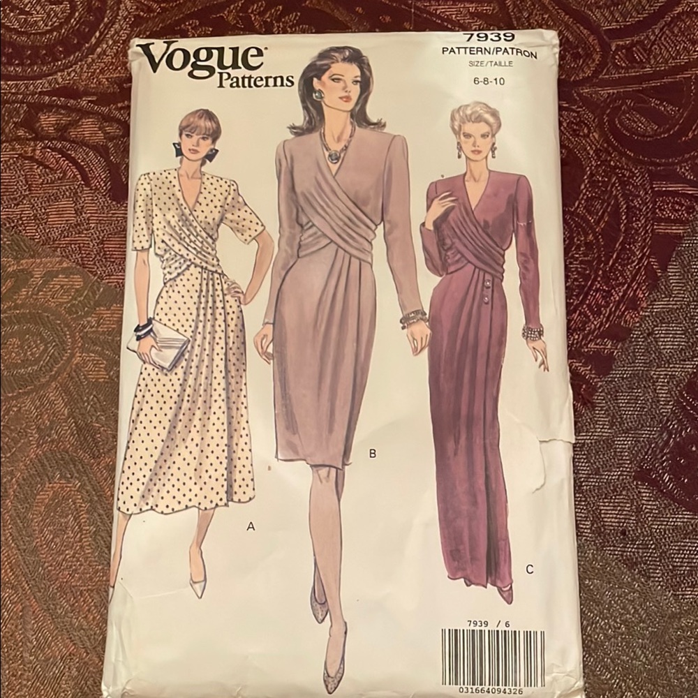 Vogue 90’s sewing pattern 7939 sz 6-8-10